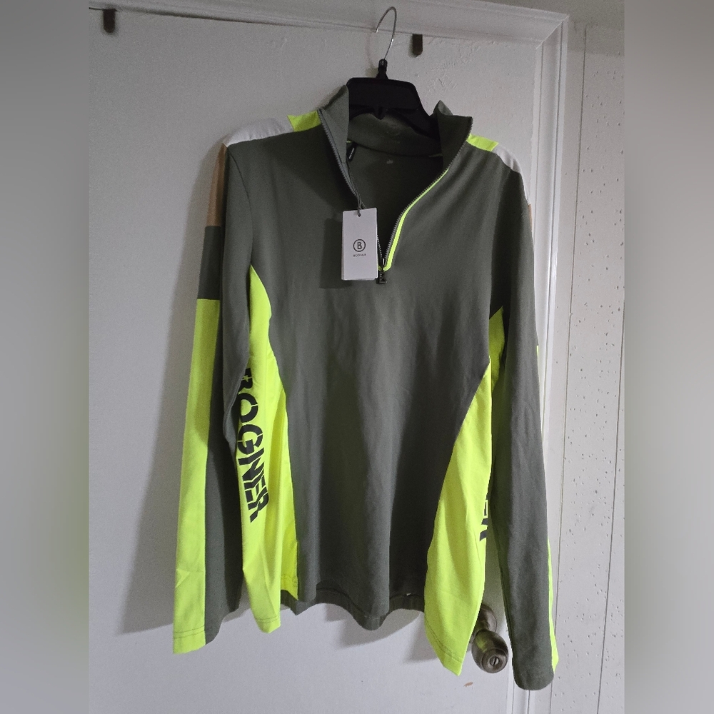 Bogner Sport Green and Neon Yellow Long Sleeve Top